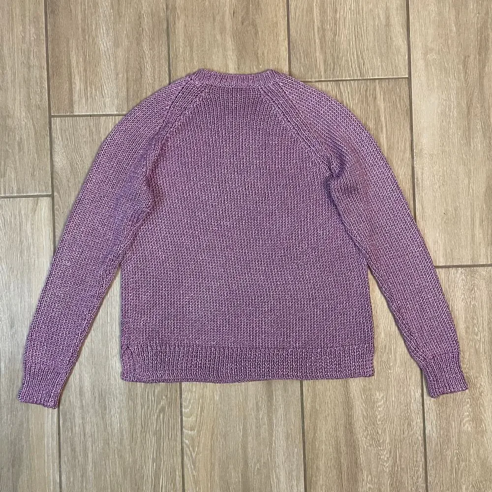 J.Crew Purple Metallic Side Slit Crewneck Sweater Womens Size S Shimmer